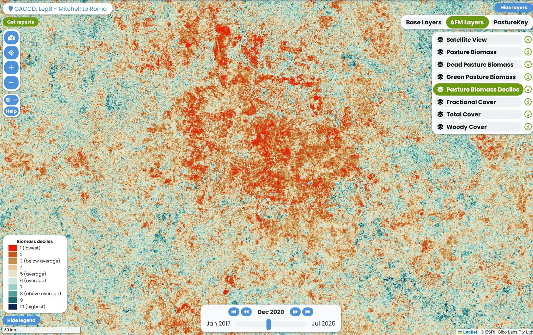 afm pasture biomass deciles